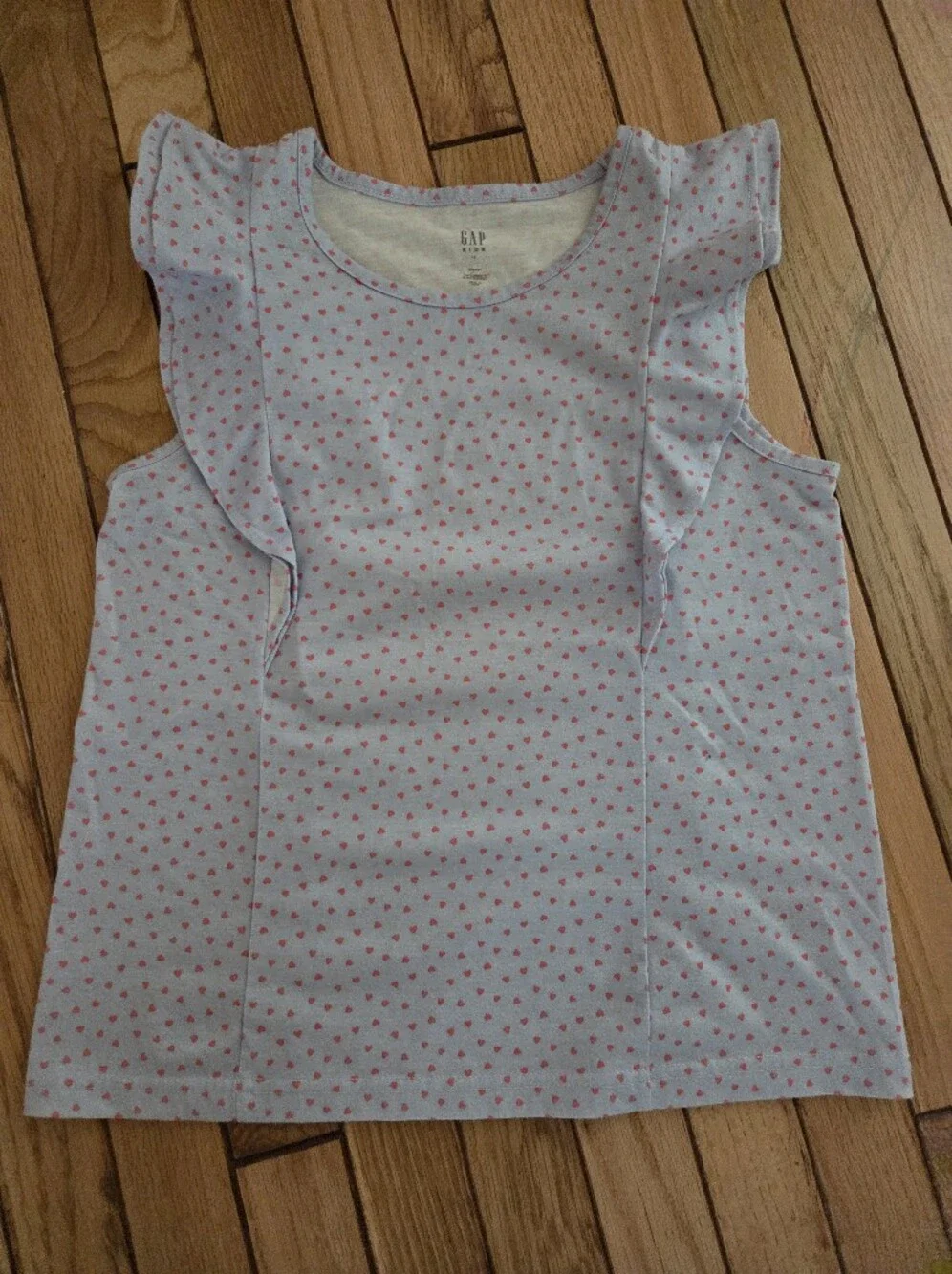 GAP Light Blue Pajama Set with Pink Dot Print - Ruffle Sleeves & Shorts